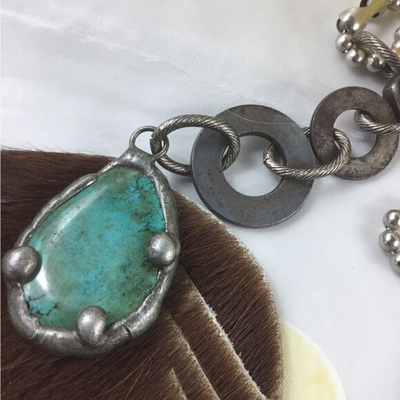 New! FP Turquoise Feather Necklace - Picture 11 of 16